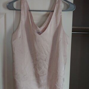 Ekouaer Blush Satin Tank V-Neck Top Size Medium